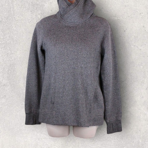 LULULEMON Fleece Please Pullover Hooded Jacket in Heather Grey Size 2 - Picture 4 of 10